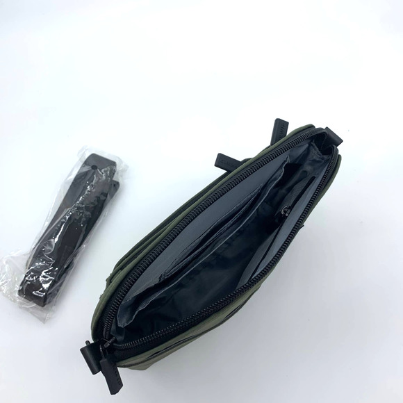 IHKWIP Triple Zip Crossbody w/ Removable Card Case Green Military Olive - Picture 5 of 11